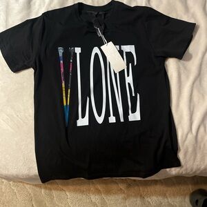VLONE Black T-Shirt with White and Purple Details